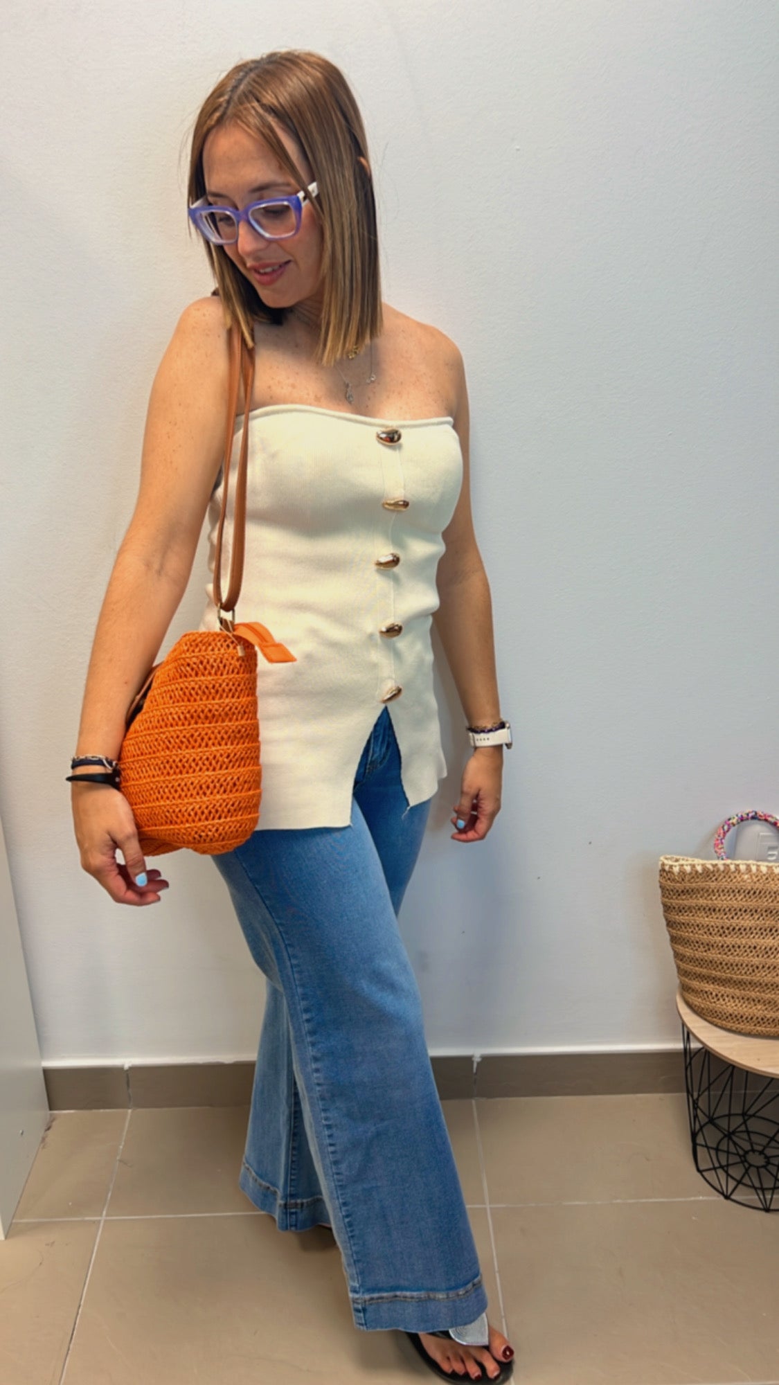 Bolso Naranja mimbre