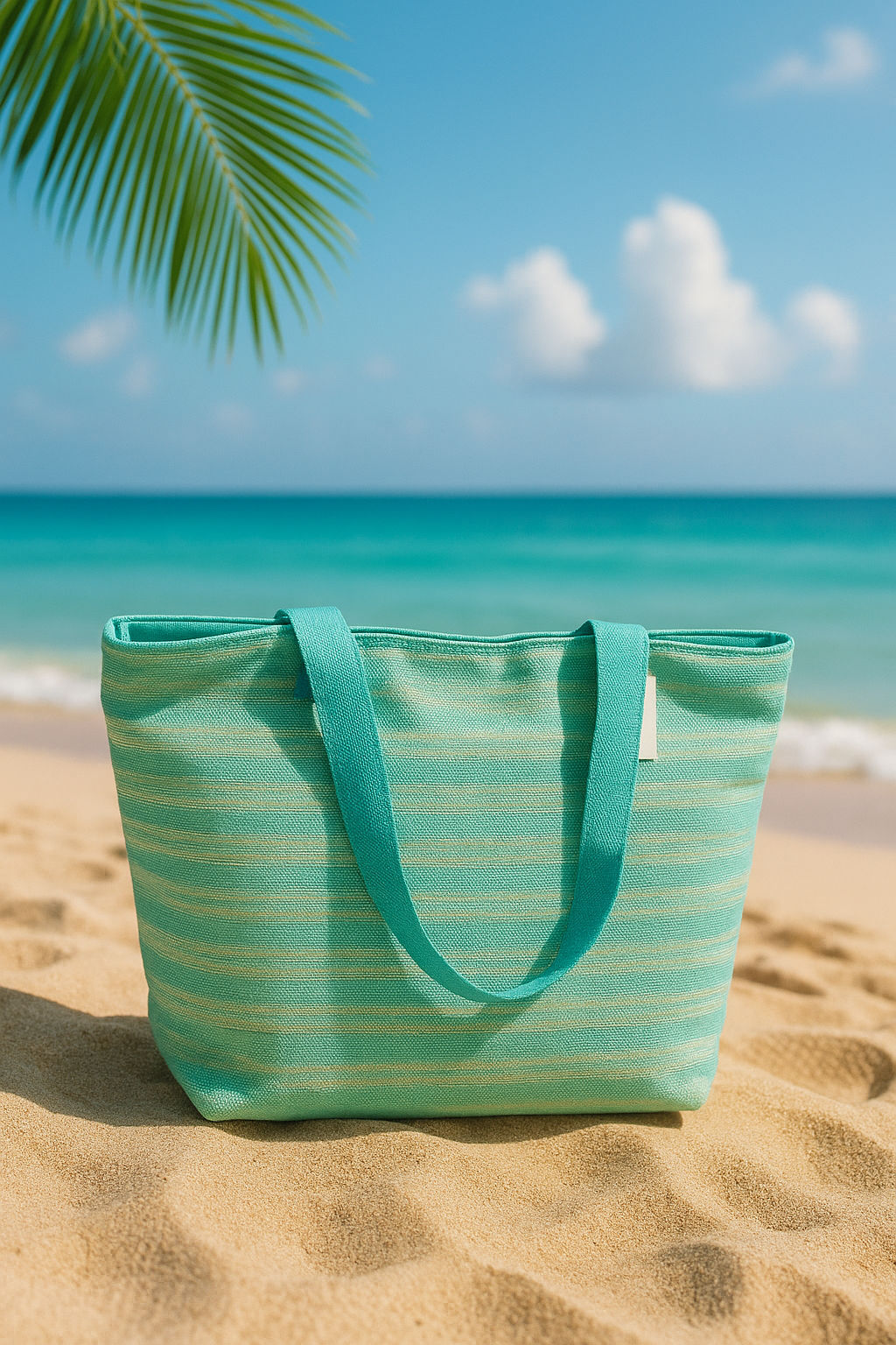 🏝️ Bolso de Playa Turquesa a Rayas 🌊