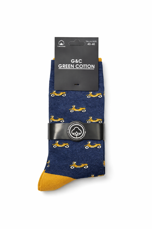 3 pares Calcetines de Algodón Green Cotton – Diseño Motos