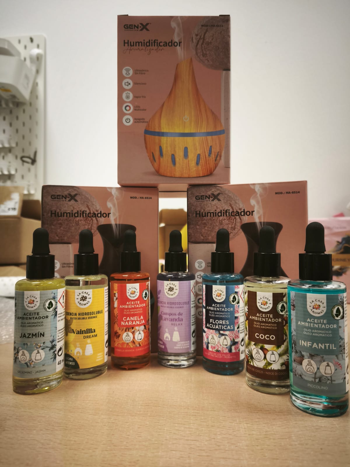 Humidificador ultrasónico con efecto madera