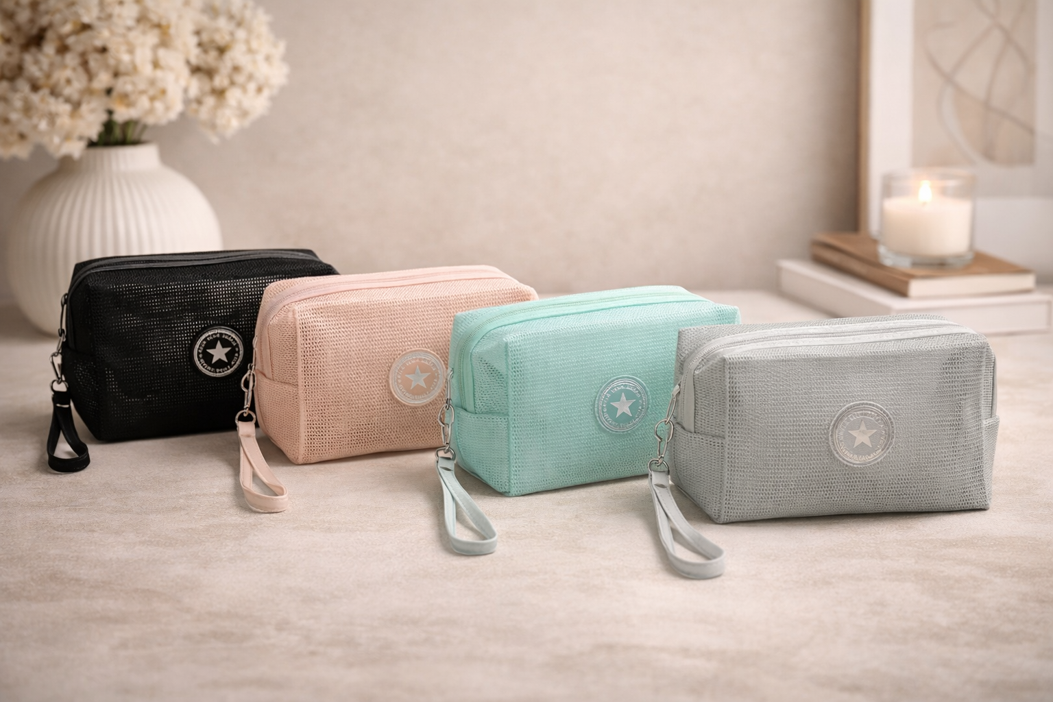 Neceser de Malla con Cremallera y Asa